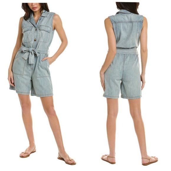 Cotton & Hemp Nonstretch Denim Utility Romper Size XS