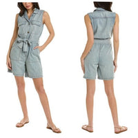 Cotton & Hemp Nonstretch Denim Utility Romper Size XS