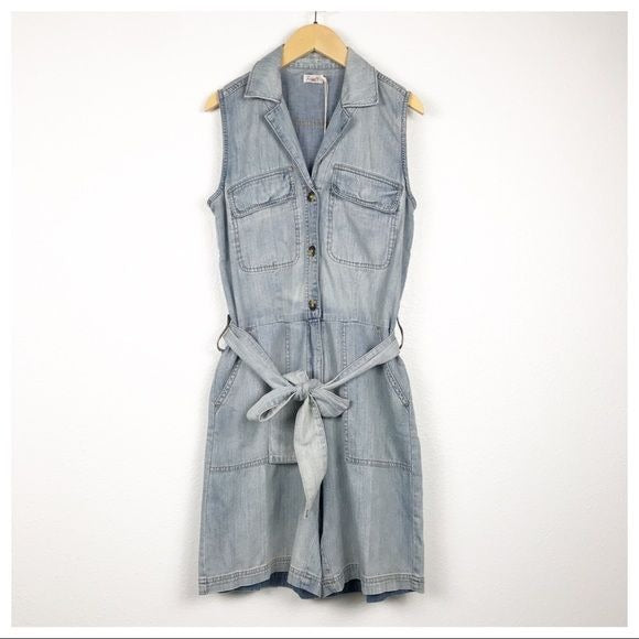 Cotton & Hemp Nonstretch Denim Utility Romper Size XS