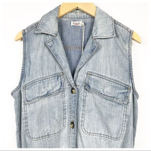 Cotton & Hemp Nonstretch Denim Utility Romper Size XS