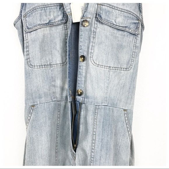Cotton & Hemp Nonstretch Denim Utility Romper Size XS