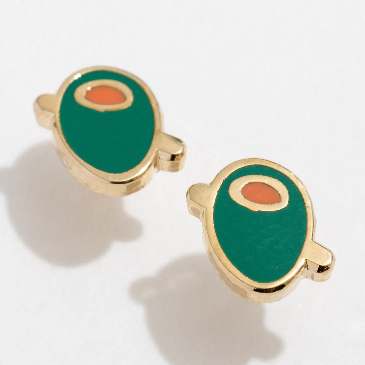 Olive Enamel Stud Earrings