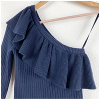 Ava Navy One Shoulder Sweater