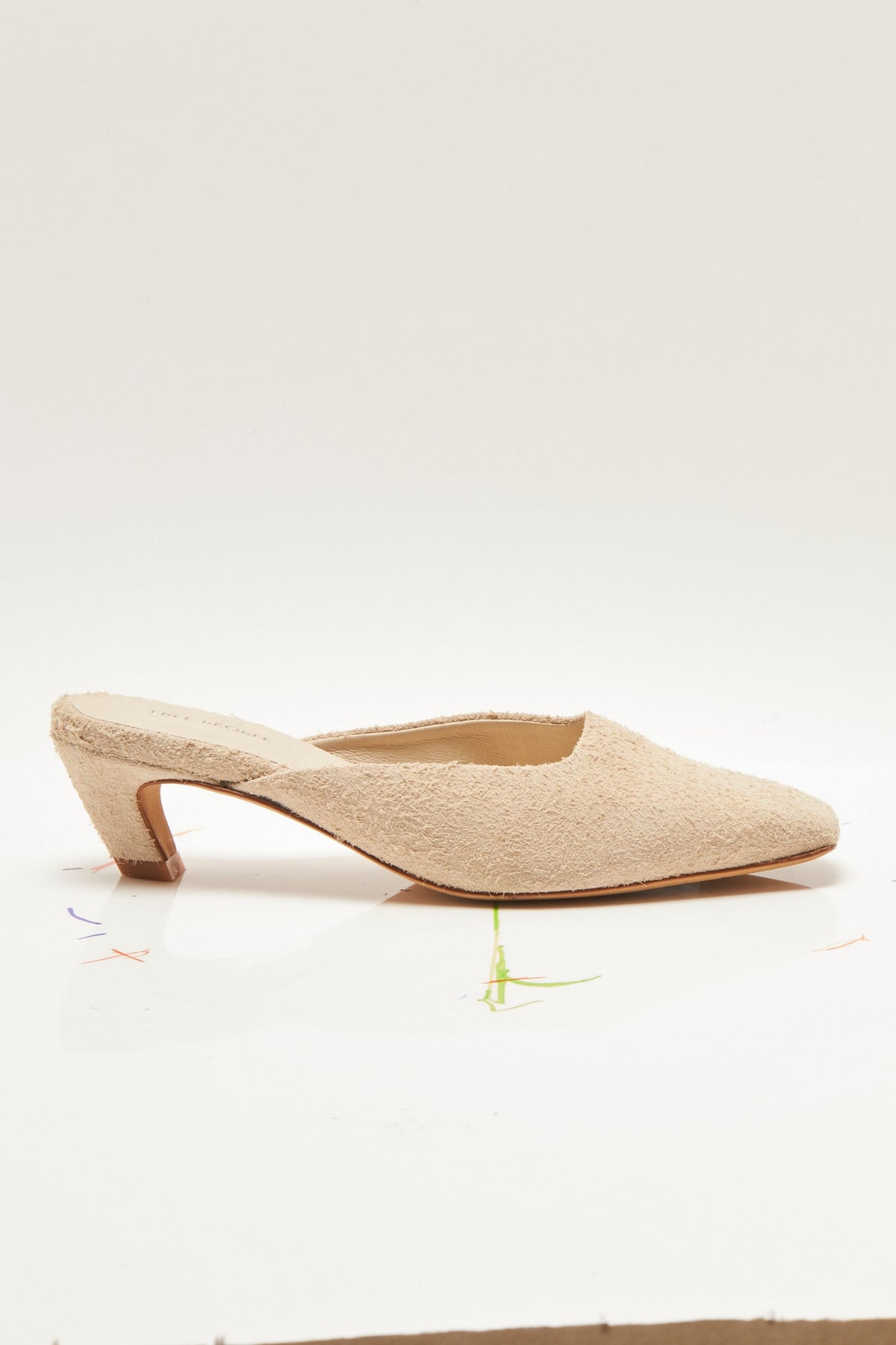 Avenue Heel in Sand Hairy Suede