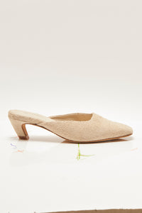 Avenue Heel in Sand Hairy Suede