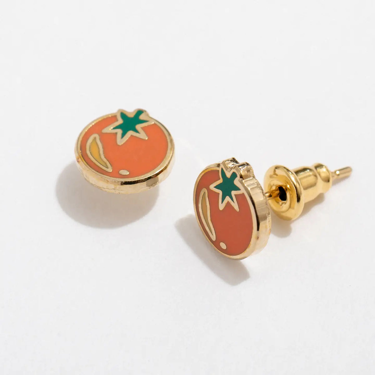 Tomato Enamel Stud Earrings