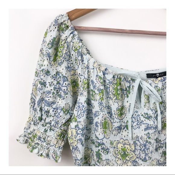 NWT Blue Eyelet Floral Dress Size Small