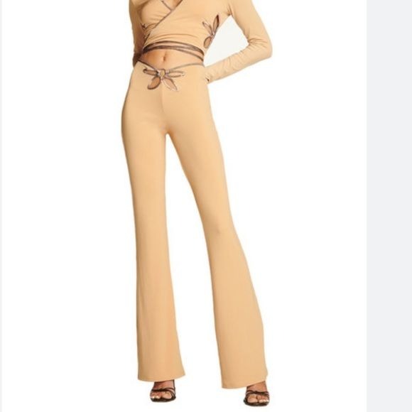 Tan Renalee Cut Out Flare Pants Size XS