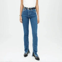 70s High Rise Skinny Boot in Western Rinse Size 32