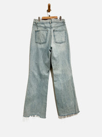 Light Wash Distressed Wide Leg Jeans - 6