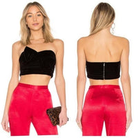 Twist Turn Velvet Crop Top in Black