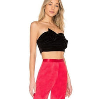 Twist Turn Velvet Crop Top in Black
