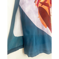 Printed Silk Sleeveless Dress in Coral Petrol - 12