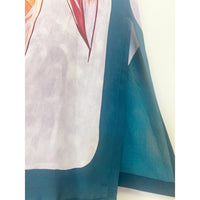 Printed Silk Sleeveless Dress in Coral Petrol - 12
