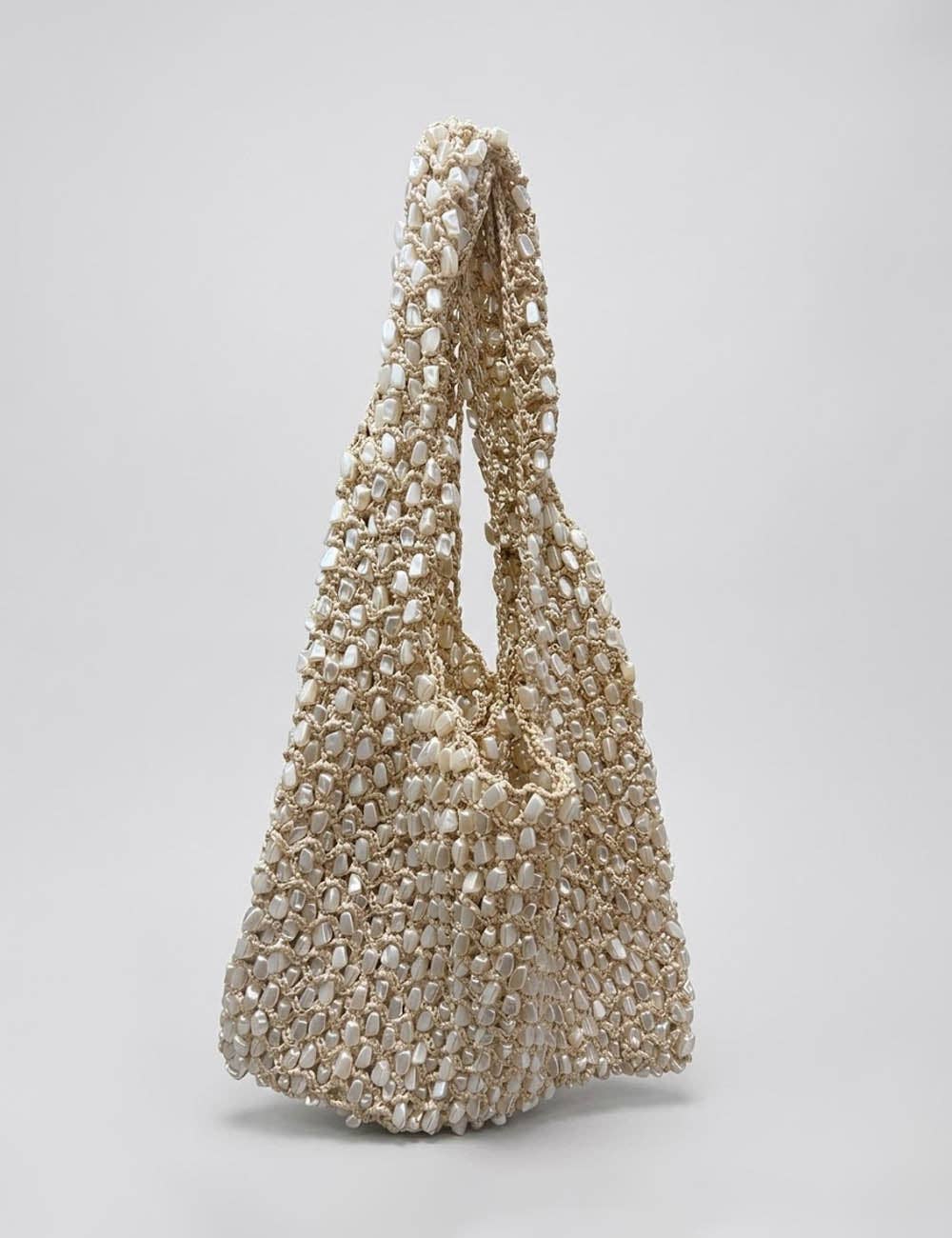 Casual Handmade Woven Hollow Beaded Shoulder Bag