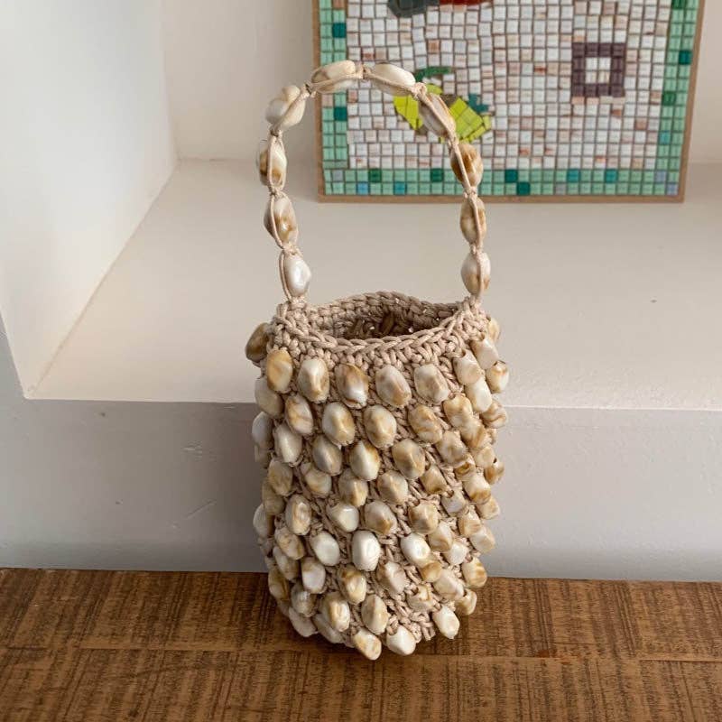 Shell Beaded Handmade Woven Bucket Bag