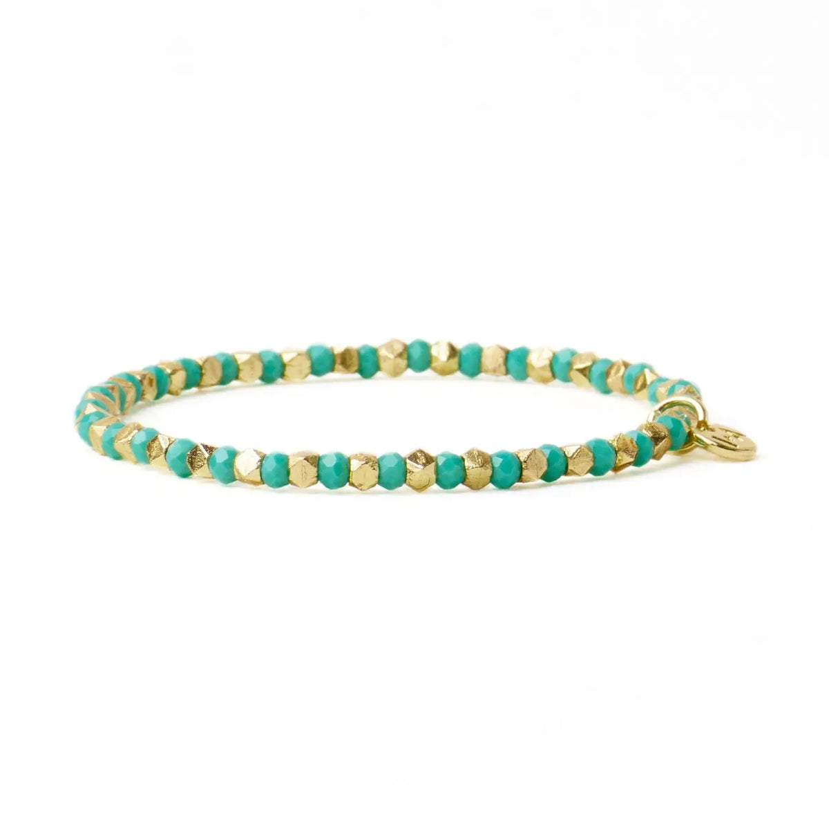 Louise Stretch Bracelet Teal + Gold