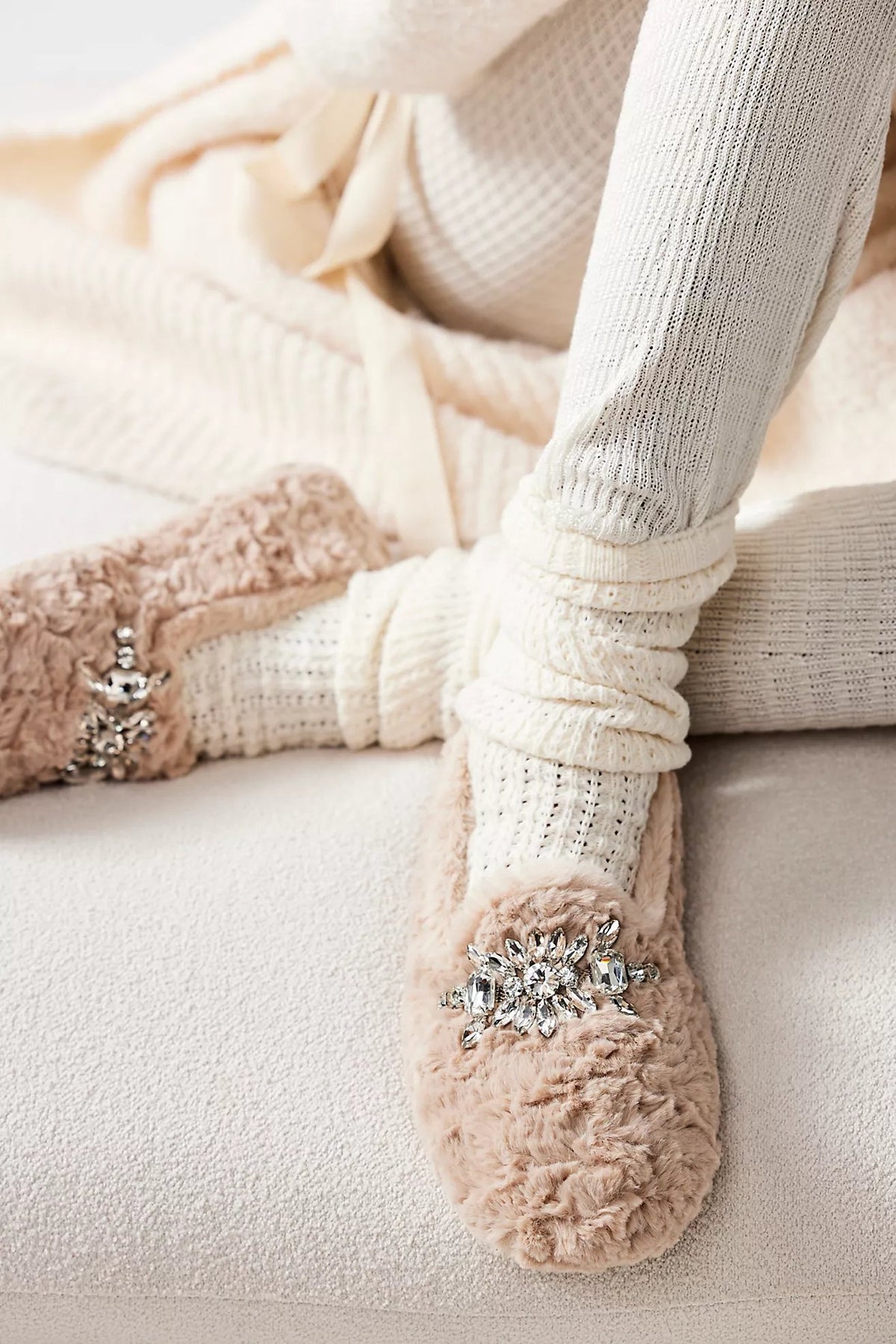 Slumber Party Loafer Slippers in Parchment
