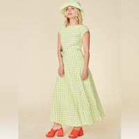 Roma Reversible Wrap Dress in Lime Gingham Size XS