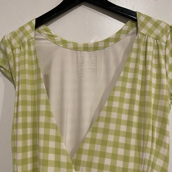 Roma Reversible Wrap Dress in Lime Gingham Size XS