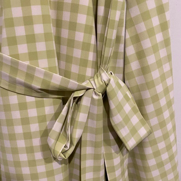 Roma Reversible Wrap Dress in Lime Gingham Size XS