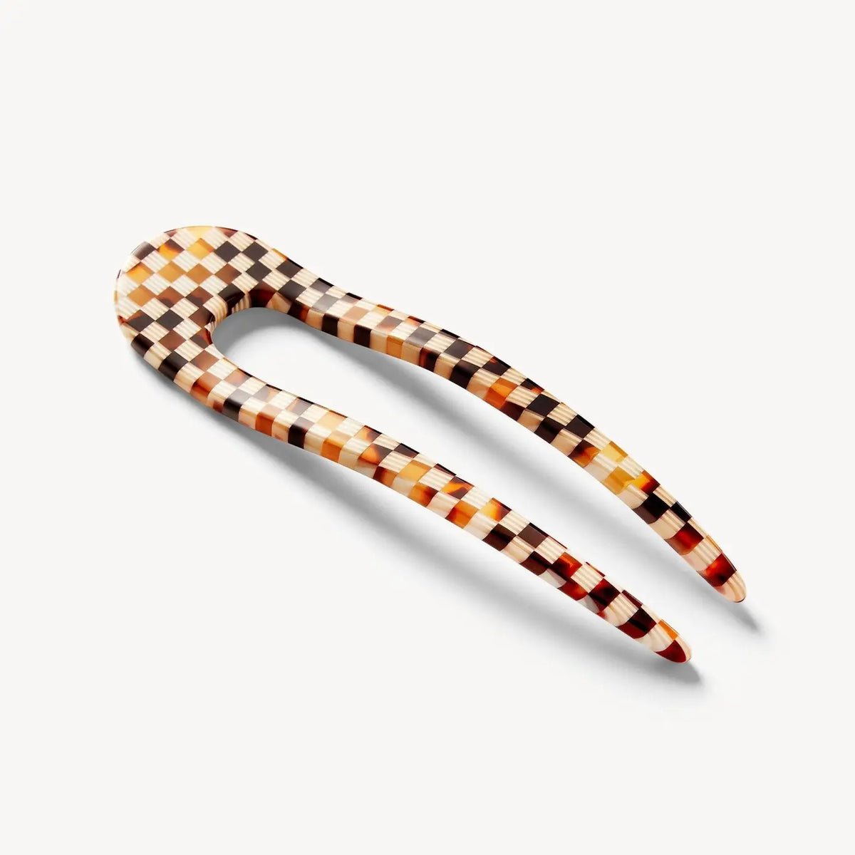 French Hair Pin in Tortoise Checker