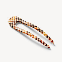 French Hair Pin in Tortoise Checker