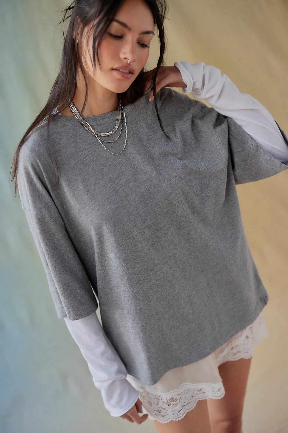 Perfect Oversized Tee in Heather Grey