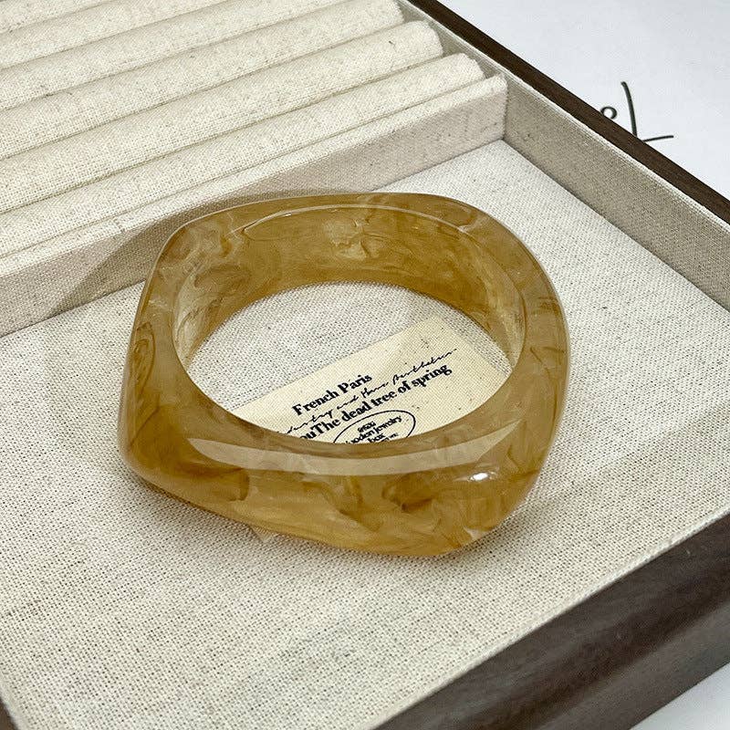 Vintage Irregular Acetate Wide Cuff Bracelet in Amber