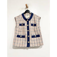 Laurel Oversized Vest in Tan/Dusty Pink/Blue - Small