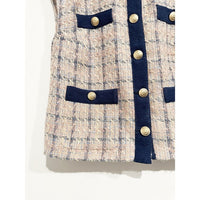 Laurel Oversized Vest in Tan/Dusty Pink/Blue - Small