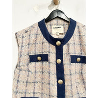 Laurel Oversized Vest in Tan/Dusty Pink/Blue - Small