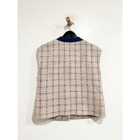 Laurel Oversized Vest in Tan/Dusty Pink/Blue - Small
