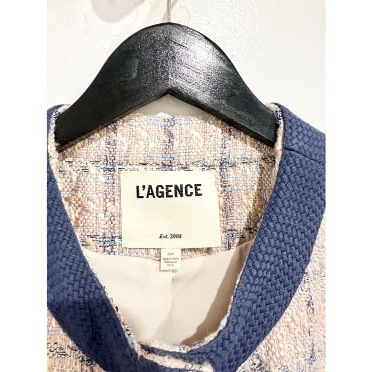 Laurel Oversized Vest in Tan/Dusty Pink/Blue - Small