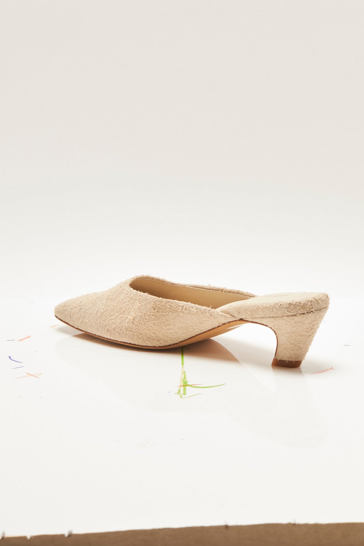Avenue Heel in Sand Hairy Suede