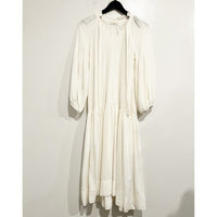 Cream Linen Blend Midi Dress - Medium