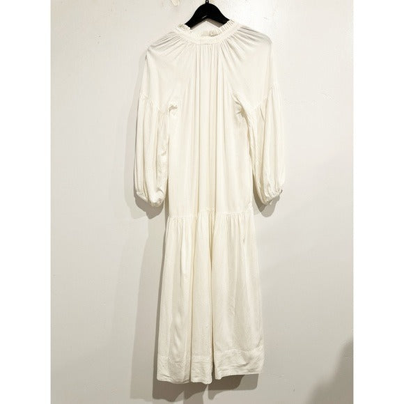 Cream Linen Blend Midi Dress - Medium