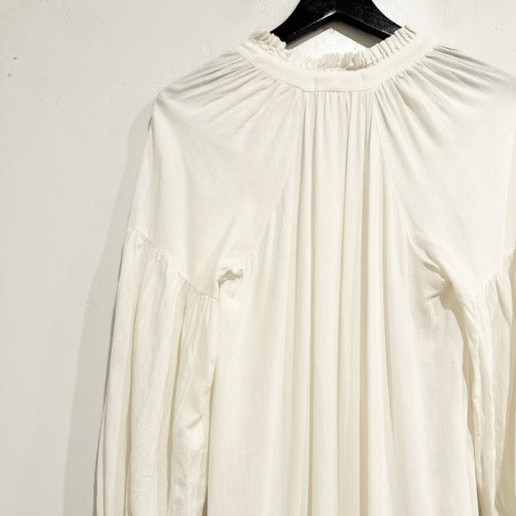 Cream Linen Blend Midi Dress - Medium