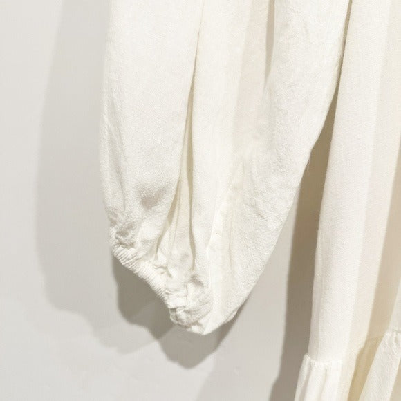 Cream Linen Blend Midi Dress - Medium