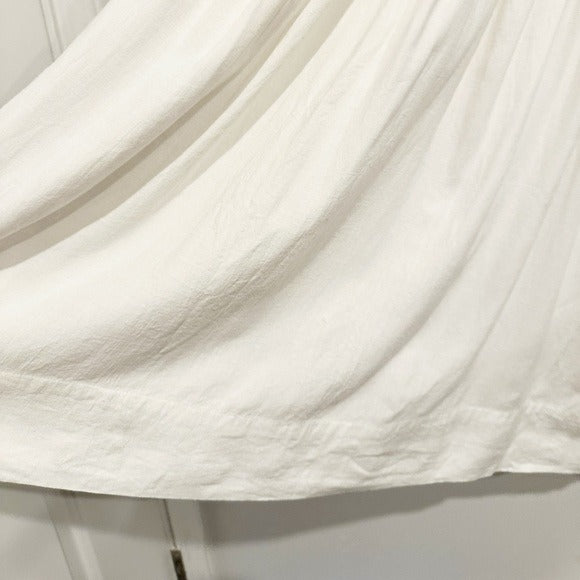 Cream Linen Blend Midi Dress - Medium