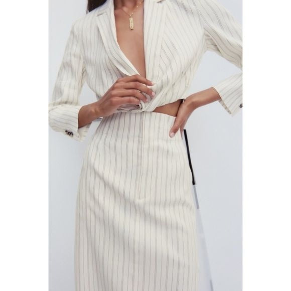 Cropped Striped Blazer Top Size XS