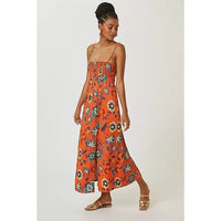 Orange Floral Cross-Back Maxi Dress - XXS