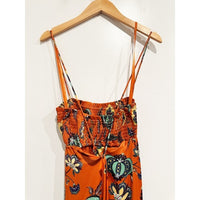 Orange Floral Cross-Back Maxi Dress - XXS