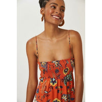 Orange Floral Cross-Back Maxi Dress - XXS