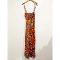 Orange Floral Cross-Back Maxi Dress - XXS