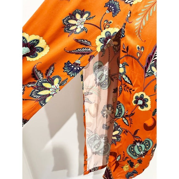 Orange Floral Cross-Back Maxi Dress - XXS