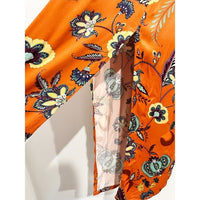 Orange Floral Cross-Back Maxi Dress - XXS