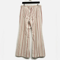 Hippie Cotton‎ Linen Blend Wide Leg Pants In Red Stripe - 10