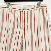 Hippie Cotton‎ Linen Blend Wide Leg Pants In Red Stripe - 10