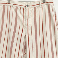 Hippie Cotton‎ Linen Blend Wide Leg Pants In Red Stripe - 10